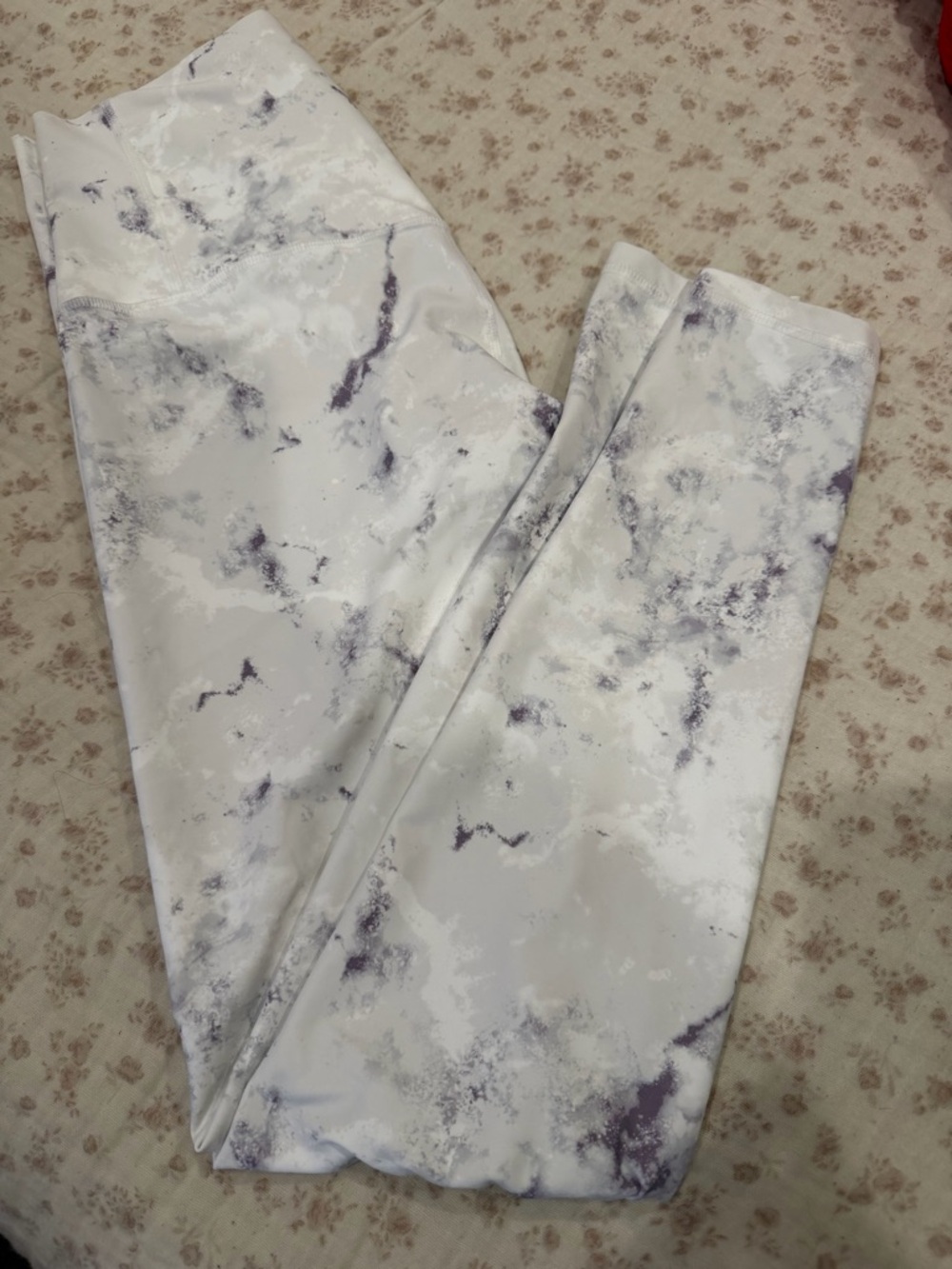White Marble Print Leggings
